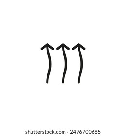 Winding wavy curved arrows. Vector illustration. Thin wavy twisty arrows.