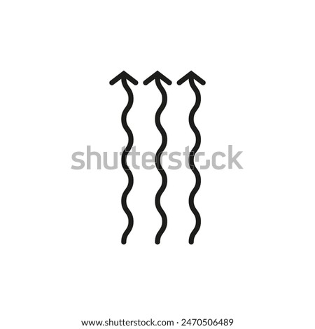 Winding wavy curved arrows. Vector illustration. Thin long wavy twisty arrows.