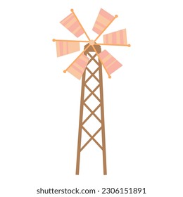 Windmill. Agricultural buildings. A set of items for the farm. Wind illustration isolated on white background.