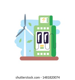 windmill air power with energy electric service station