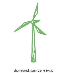 Windmill alternative energy source sketch vector icon. Hand drawn eco technology symbol