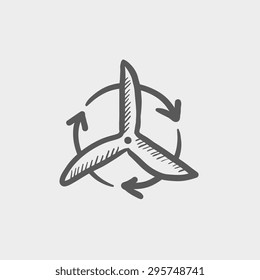Windmill with arrow sketch icon for web and mobile. Hand drawn vector dark grey icon on light grey background.