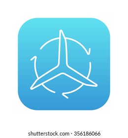 Windmill with arrows line icon for web, mobile and infographics. Vector white icon on the blue gradient square with rounded corners isolated on white background.