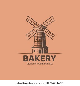 Ilustración plana del logotipo de la panadería Windmill
