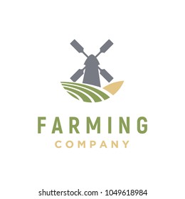 Windmill Barn Farm Field Nature Landscape logo design inspiration