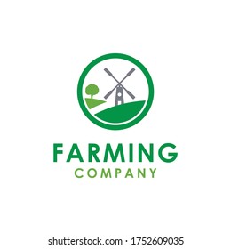 Windmill Barn Farm Field Nature Landscape logo design inspiration