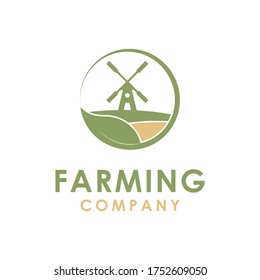 Windmill Barn Farm Field Nature Landscape logo design inspiration