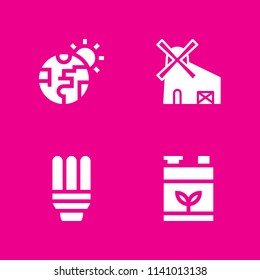 windmill, battery, eco light and global warming icons set. Vector graphic design for web and application