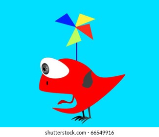 Windmill Bird surprised by the red