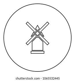 Windmill black icon in circle outline