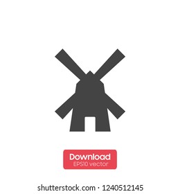Windmill black line icon,Vector illustration.EPS 10, mill icon