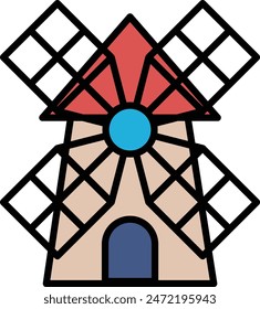 A windmill with a black and white color scheme. The windmill is a symbol of power and energy