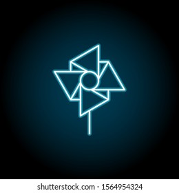 Windmill blue neon icon. Simple thin line, outline vector of amusement icons for ui and ux, website or mobile application