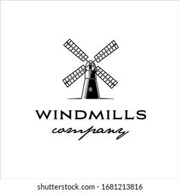 Windmill with brick tower in classic design