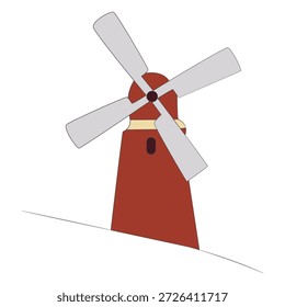Edificio del molino de viento aislado en el fondo blanco