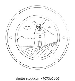 windmill building stamp seal