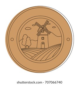 windmill building stamp seal