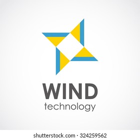 Windmill circle flat abstract vector and logo design or template business technology icon of future company or corporate identity symbol concept