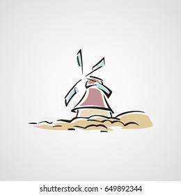 Windmill clipart vector cartoon 