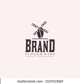 Windmill coffee House Logo Design Vector Stock .Coffee logo vintage label design .