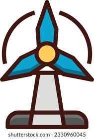 Icono de línea de color del molino de viento - Icono único, vector