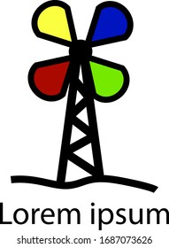 Vector de diseño del logotipo de la empresa de molinos de viento
