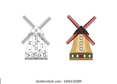 Windmill Country Icon Vector Design Illustration Bundle