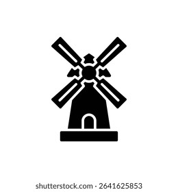 Windmill with Cross Blades and Round Base Traditional Design