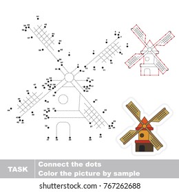 Windmill. Dot to dot educational game for kids.
