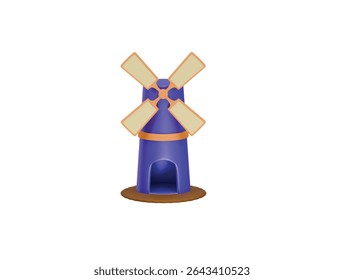 windmill dutch icon 3d illustration render