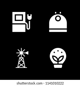 windmill, ecology, recycling bin and charging icons set. Vector graphic design for web and application