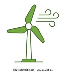 Windmill Editable Line Icons. Green Technology, Net Zero, Carbon Neutral and Environmental Sustainability Concept in Minimal Style. Thin Outline Icons Collection