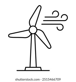 Windmill Editable Line Icons. Green Technology, Net Zero, Carbon Neutral and Environmental Sustainability Concept in Minimal Style. Thin Outline Icons Collection