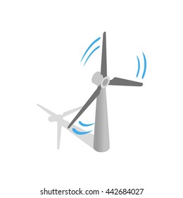 Windmill for electric power production icon in isometric 3d style on a white background