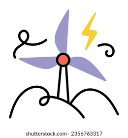 Windmill energy hand drawn icon 