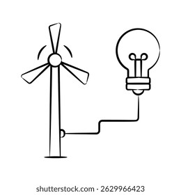 Windmill energy icon creatively designed in hand drawn style