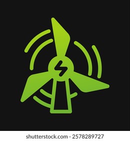 windmill energy icon Glyph color, free energy, ecology, renewable and green energy concept. Solid with Gradient color icon.