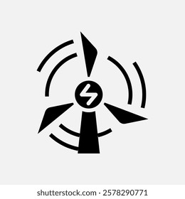 windmill energy icon Glyph, free energy, ecology, renewable and green energy concept. Black and solid icon.