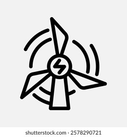 windmill energy icon line, free energy, ecology, renewable and green energy concept. Linear and lineart icon.