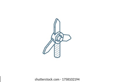 windmill energy isometric icon. 3d vector illustration. Isolated line art technical drawing. Editable stroke