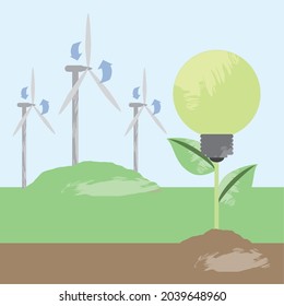 windmill energy and light bulb