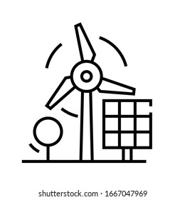 Windmill energy line icon, concept sign, outline vector illustration, linear symbol.