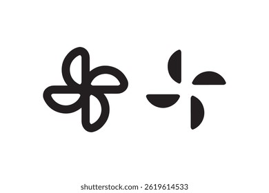 Windmill Fan Icon Minimalist Black and White Vector
