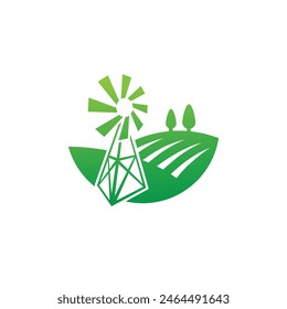 símbolo abstracto del logotipo de la granja de molinos de viento