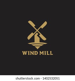 Windmill and farm logo design vector template