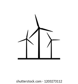 Windmill farm silhouette icon. Clipart image isolated on white background