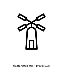 icono de línea vectorial del molino de viento