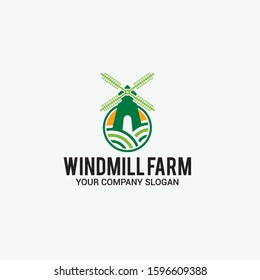 windmill farm Vector Logo Design Template