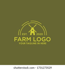windmill farm vintage logo design template vector, village retro brand logo template 
