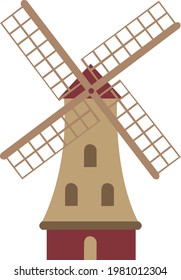 Windmill for farms. Red windmill
